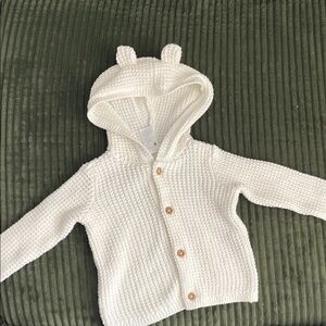 Carter's White Knit Baby Cardigan with Button Detail